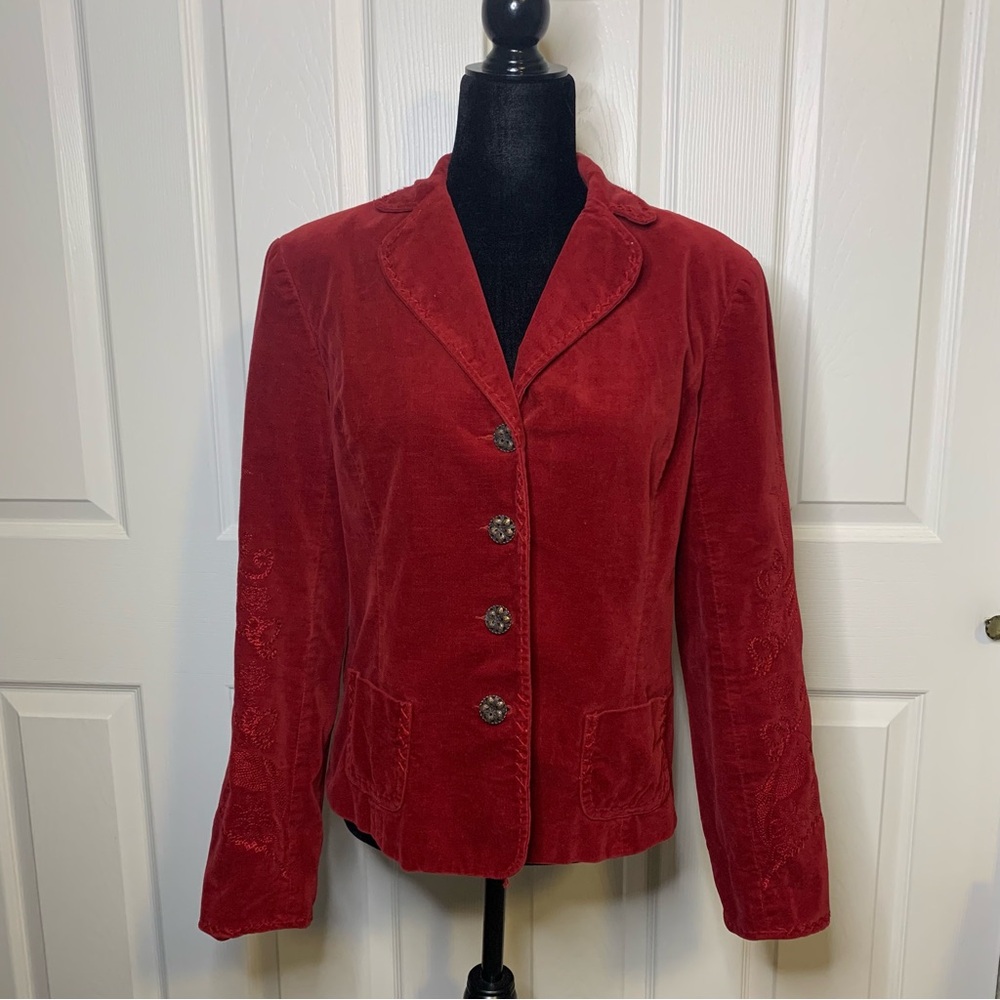 Vintage Jenni n Jess Red Velvet Blazer Jacket Jacket